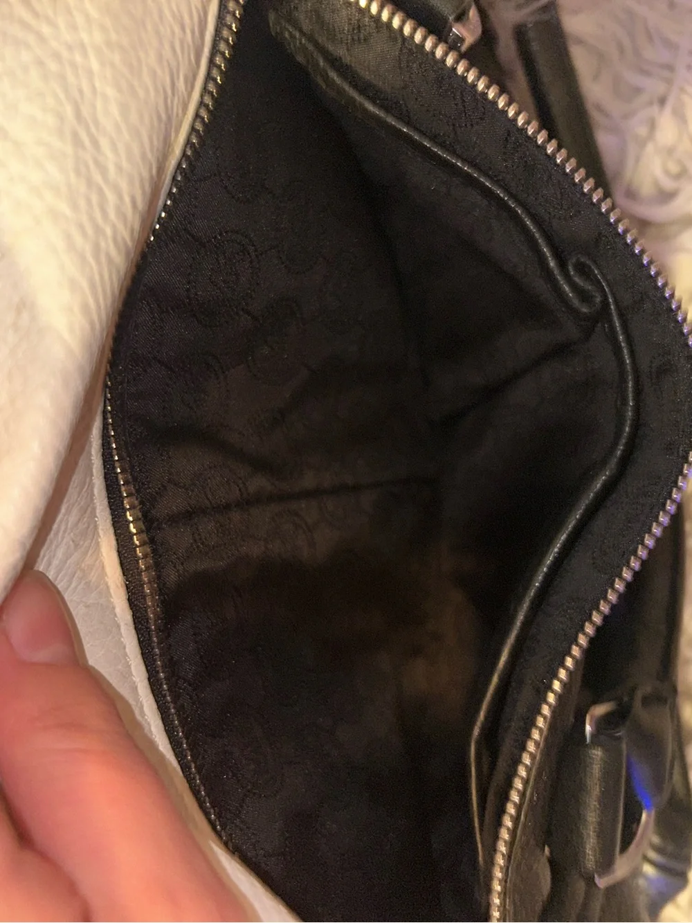Michael Kors Black & White Leather Shoulder Bag with Tassel